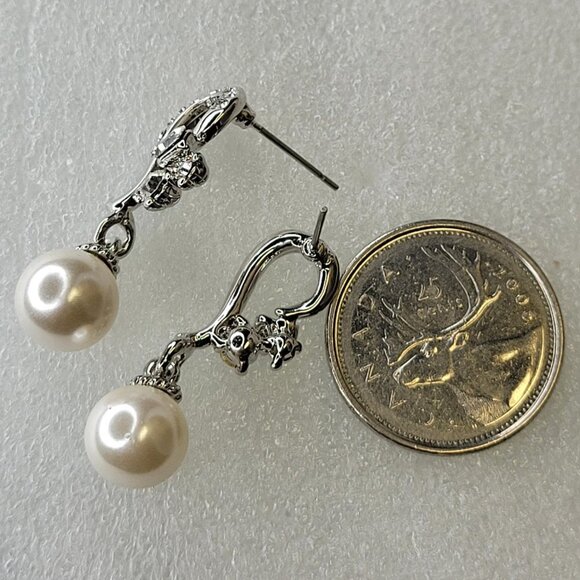 Pearl Drop Earring with Crystals - Picture 5 of 12